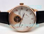 Copy IWC Schaffhausen 7 Days White & Rose Gold Dial Silver Bezel Watch